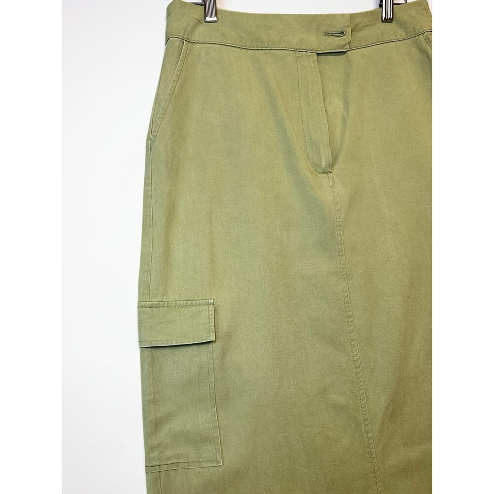 Nasty Gal Cargo Maxi Skirt Olive Green Twill High Waist Utility Size 10 - Picture 9 of 12